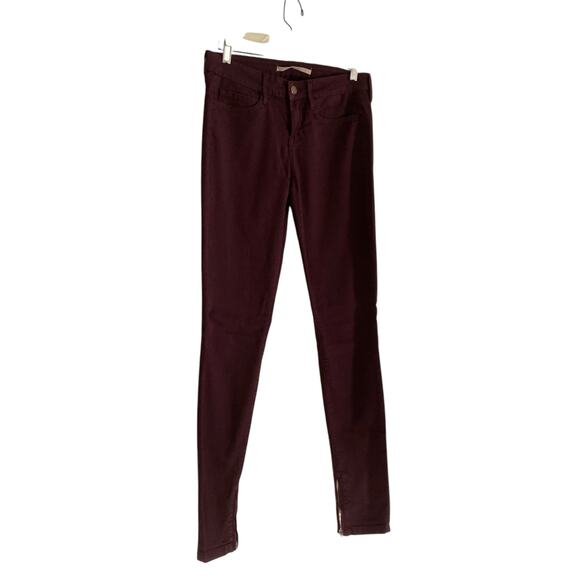 Vince Calgary Dark Raisin Maroon Zip Leg Skinny Low Rise Tailored Jeans Size 27 - Picture 3 of 16